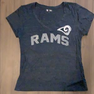 Rams v-neck ladies tee, sparkly